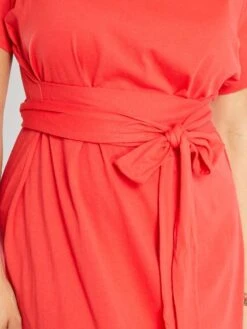 Robe Mi-longue Ceinturée En Jersey -Kiabi robe mi longue ceinturee en jersey rouge zq762 1 frb5 1