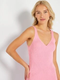 Robe Midi Côtelée -Kiabi robe midi cotelee rose awc99 1 frb3