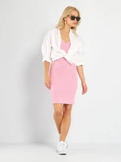 Robe Midi Côtelée -Kiabi robe midi cotelee rose awc99 1 frb5 1