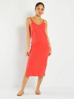 Robe Midi En Maille Pointelle -Kiabi robe midi en maille pointelle rouge zq789 1 frb2