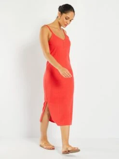 Robe Midi En Maille Pointelle -Kiabi robe midi en maille pointelle rouge zq789 1 frb4