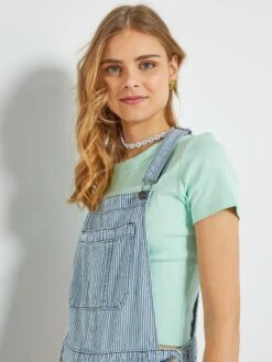 Salopette En Jean Effet Destroy 11 Salopette En Jean Effet Destroy -Kiabi salopette en jean effet destroy bleu raye zo437 1 frb5 1