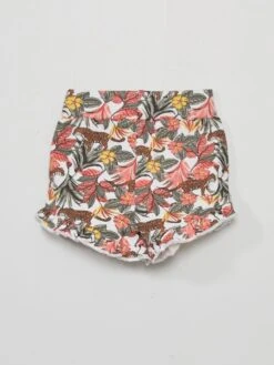 Short En Molleton Imprimé Tropical -Kiabi short en molleton imprime tropical blancrougevert acs28 1 frb3 1
