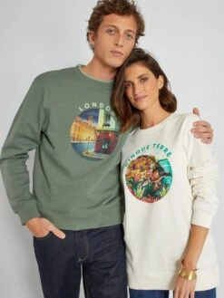 Sweat Unisexe Imprimé 'London' -Kiabi sweat unisexe imprime london vert yw702 6 frb2