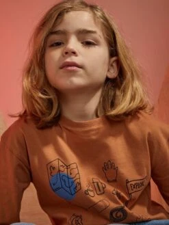 T-shirt à Col Rond Imprimé Fantaisie -Kiabi t shirt a col rond imprime fantaisie orange brique zk507 3 frb3