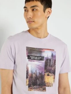 T-shirt à Col Rond Imprimé -Kiabi t shirt a col rond imprime lilas amk03 1 frb2