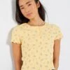 T-shirt Côtelé Imprimé -Kiabi t shirt cotele imprime jaune aad22 6 frb5