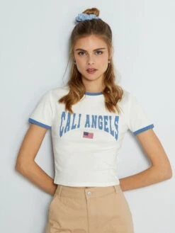 T-shirt Cropped En Jersey Avec Imprimé 'New York' -Kiabi t shirt cropped en jersey avec imprime new york blanc zr996 2 frb4 1