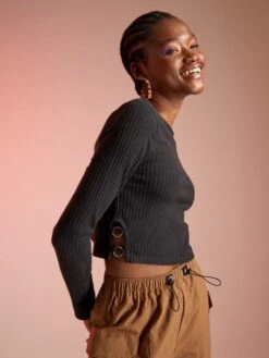 T-shirt En Maille Côtelée -Kiabi t shirt en maille cotelee noir ady45 1 frb3