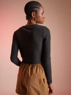 T-shirt En Maille Côtelée -Kiabi t shirt en maille cotelee noir ady45 1 frb4