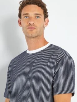 T-shirt En Matière Texturée -Kiabi t shirt en matiere texturee bleu ank03 2 frb4 1