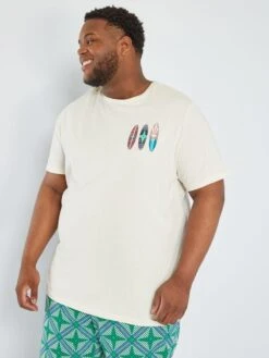 T-shirt Imprimé Manches Courtes 'surf' -Kiabi t shirt imprime manches courtes surf blanc acg40 1 frb2