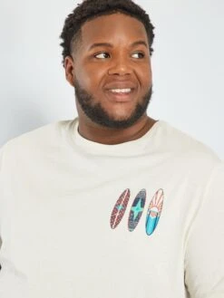 T-shirt Imprimé Manches Courtes 'surf' -Kiabi t shirt imprime manches courtes surf blanc acg40 1 frb3