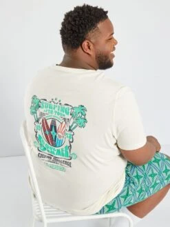 T-shirt Imprimé Manches Courtes 'surf' -Kiabi t shirt imprime manches courtes surf blanc acg40 1 frb4 1