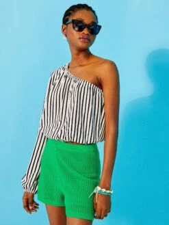 T-shirt One Shoulder à Rayures