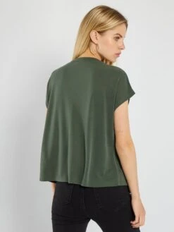 T-shirt Uni à Col V -Kiabi t shirt uni a col v vert aev90 3 frb3