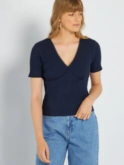 Tee-shirt Style Body Avec Bords Macramé