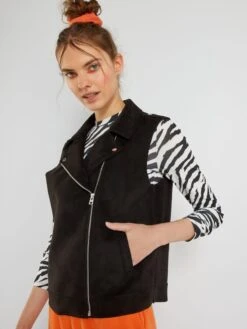 Veste En Suédine Sans Manches -Kiabi veste en suedine sans manches noir zj275 1 frb4